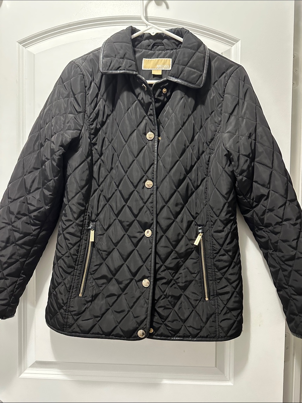 Michael Kors Black Quilted Jacket with Gold-Tone Button